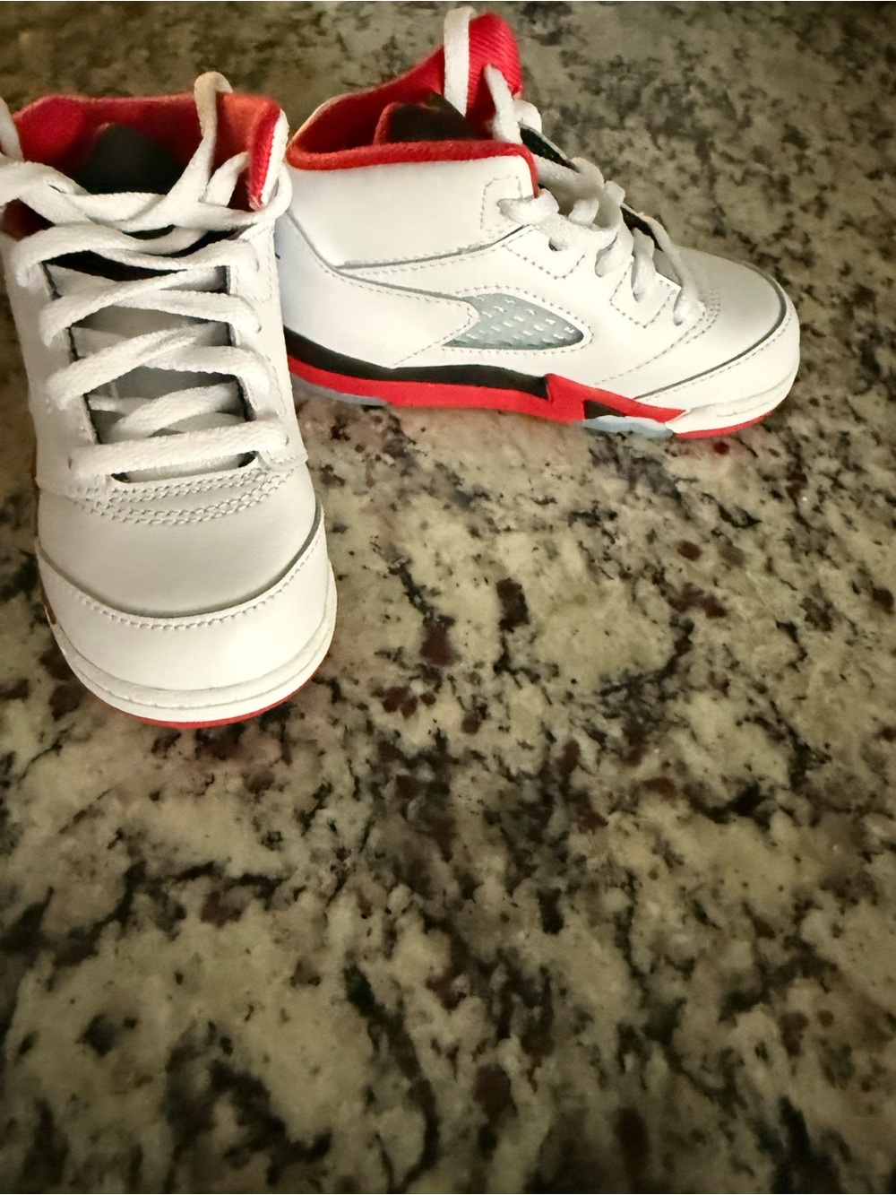 Nike Kids White and Red High-Top Sneakers